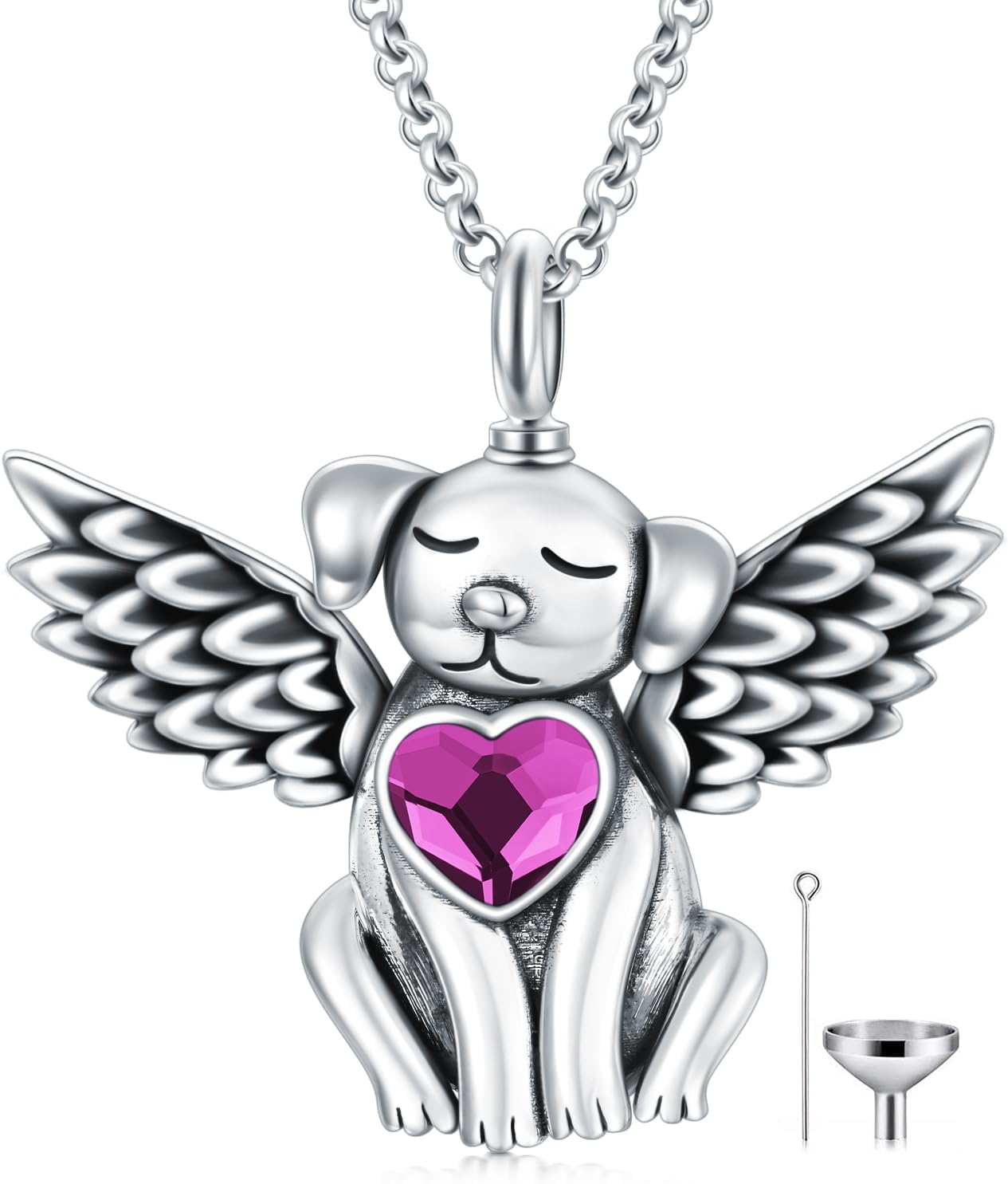 AOBOCO 925 Sterling Silver Dog/Cat Urn Necklace for Ashes Pet Cremation Keepsake Necklace Memorial Jewelry Gift for Women