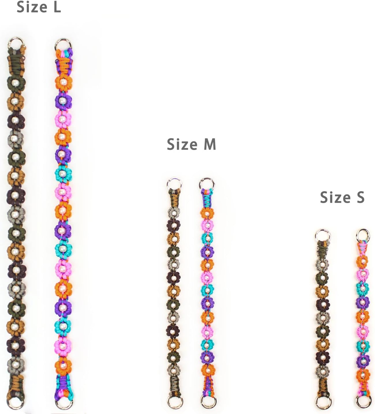 Cute Handmade Paracord Dog Collar – Unique Hand-Braided Multi-Color Flower Design Pet Accessory for Medium Large Dogs Fit 22-26" Size L