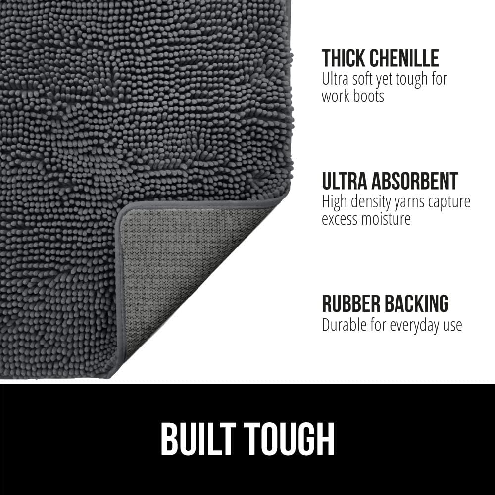 GORILLA GRIP Dog Doormat, Absorbent Doormats for Muddy Dogs Paws, 70x24 Machine Washable Soakstopper Rugs, Cleaner Floors, US Designed Pet Bed Door Mat, Indoor Entrance Pets Rug, Charcoal