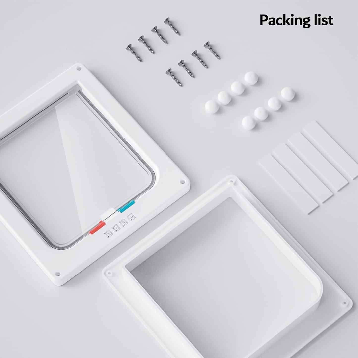 Medium Cat Door Interior Door Pet Door for Cat Exterior Door 4 Modes Locking Suitable for Window and Wall (White)