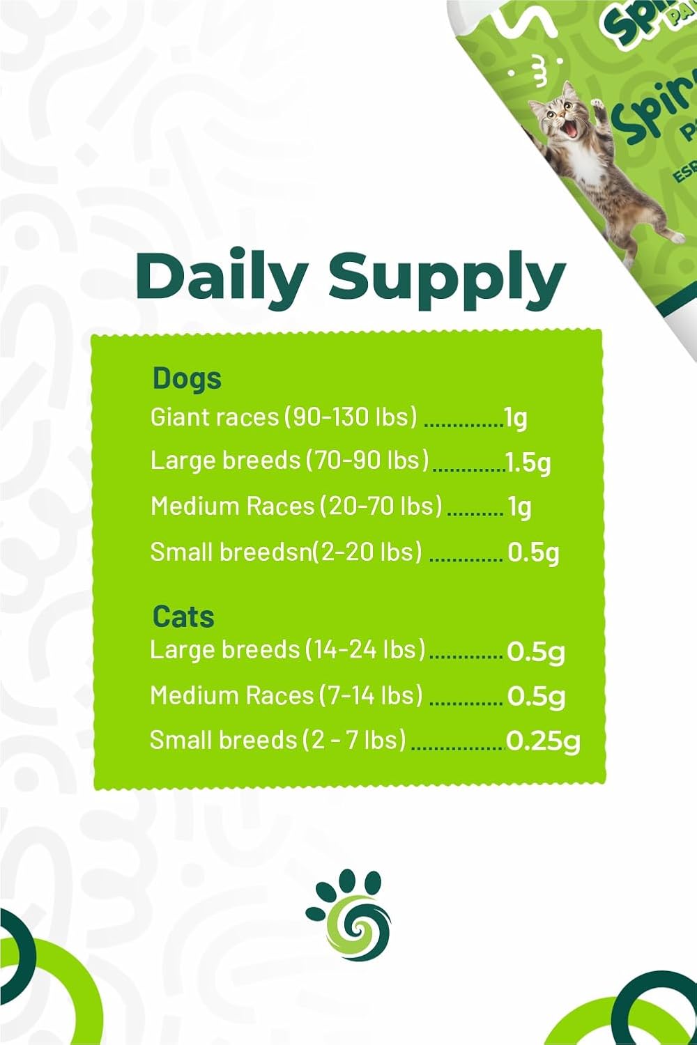 Spirulina-Based Powder for Pets Produced in The Atacama Dessert - Natural Supplement Nutrient-Rich, Essential Amino Acids & Prebiotics - 3 oz