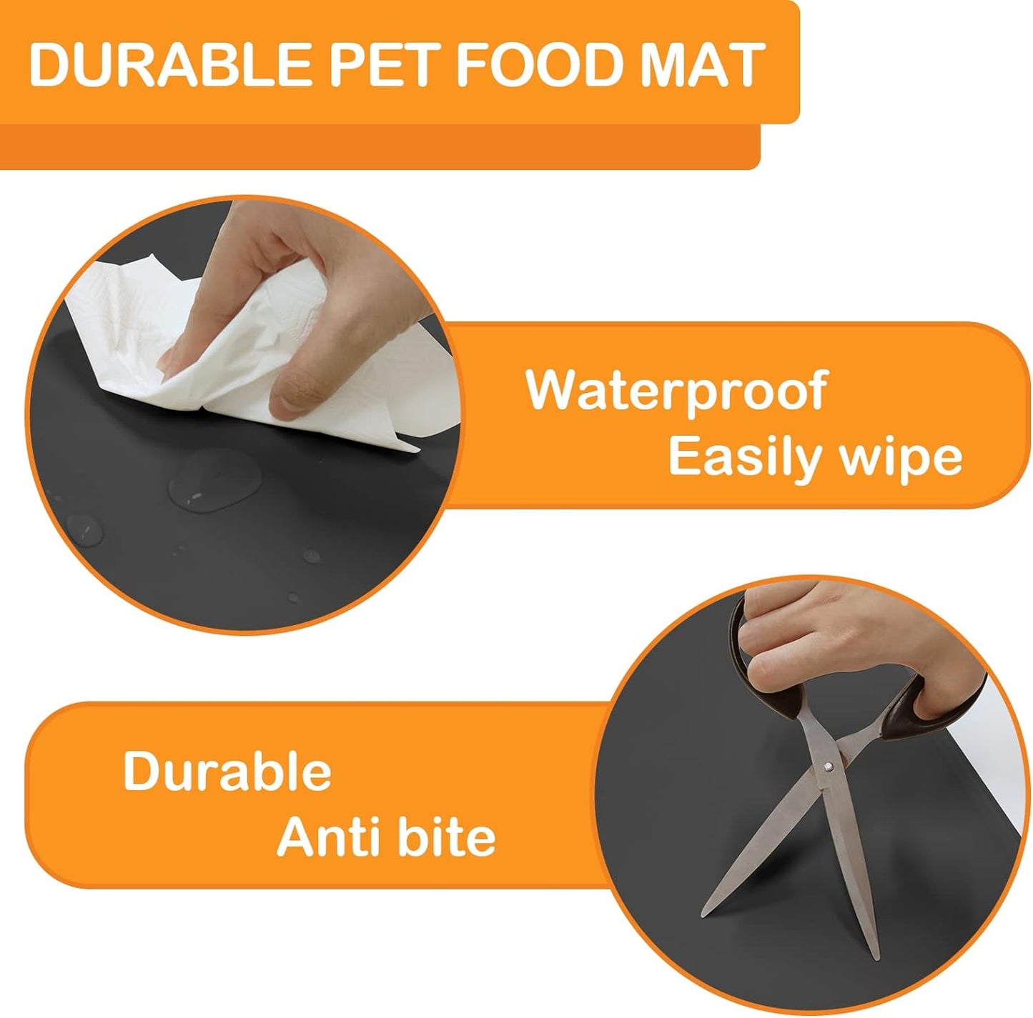Dog Water Mat 39.4×29.5in - Silicone Dog Mat for Food and Water Extra Large - Pet Food Mat for Floors Waterproof - Pet Feeding Mat Prevent Water Food Spills - Dark Grey