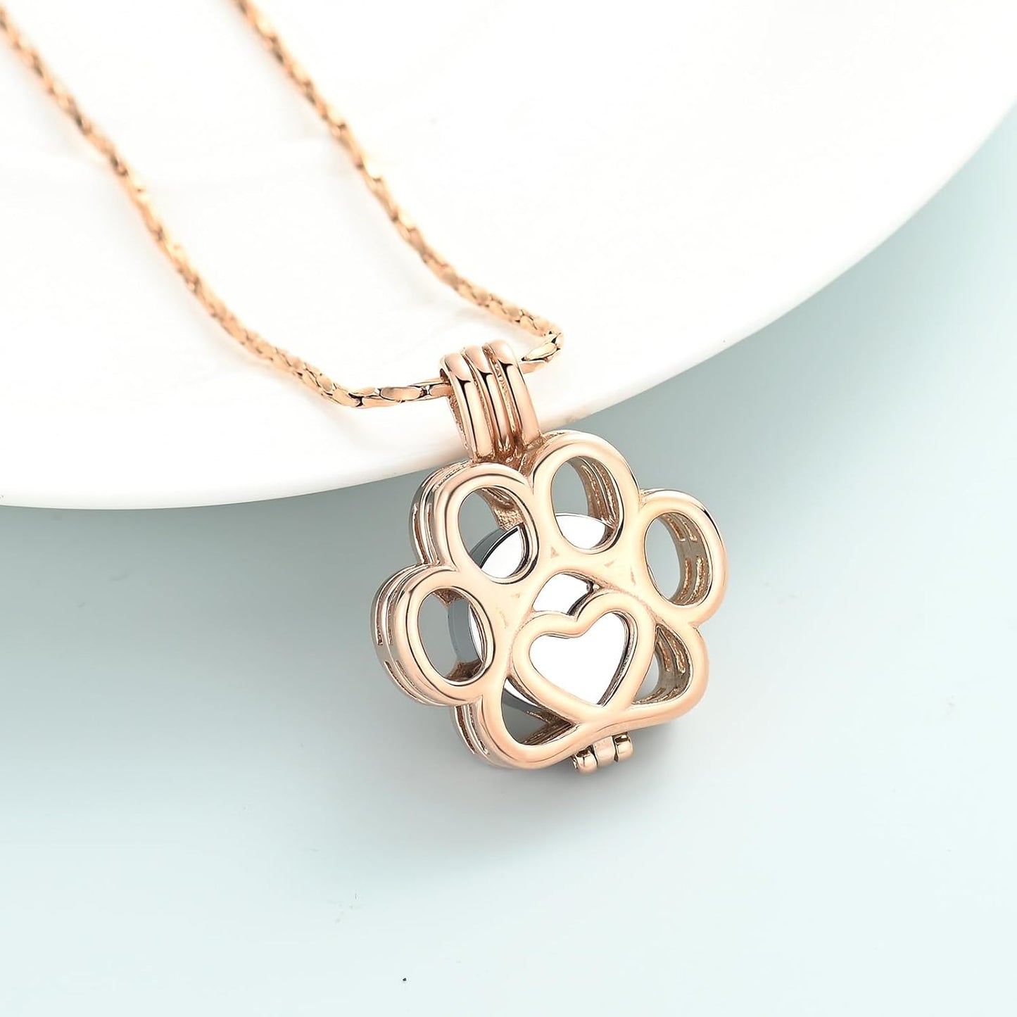 Imrsanl Pet Ashes Necklace Cremation Jewelry for Cat Dog Ashes Pendant Paw Print Urn Necklace for Women Men Keepsake Jewelry for Memorial Locket