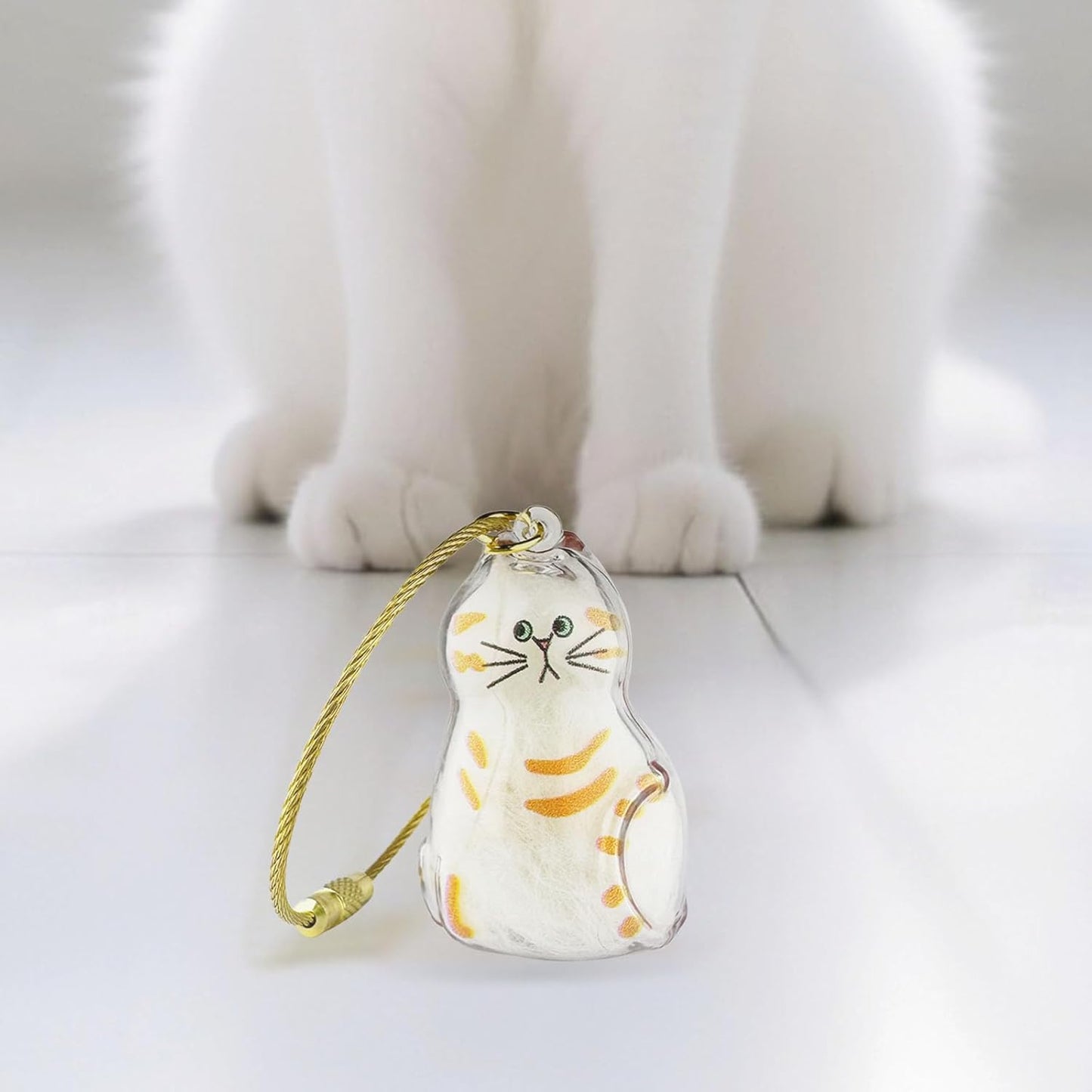 Cat Hair Keychain, 2Pcs Cat Hair Storage Bottle，Pet Fur Keepsake,Pet Hair Storage/Memorial Keychain,Cute Pet Memorial Gifts,[F Model]