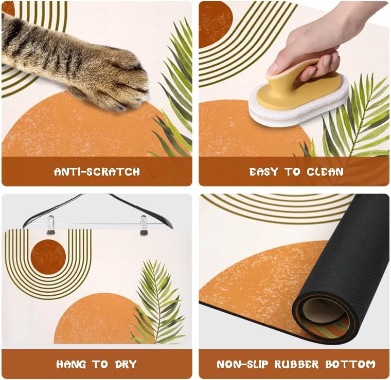 Dog Food Mats for Floors Waterproof, Cat Water Bowl Mats Pet Feeding Absorbent Placemats Bohemia 12 * 20 inch