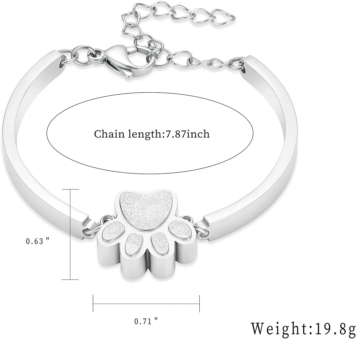 Pet Urns For Dogs/Cats - Pet Ashes Necklace - Paw Print Urn Necklace with Mini Keepsake Urn Memorial Ash Jewelry