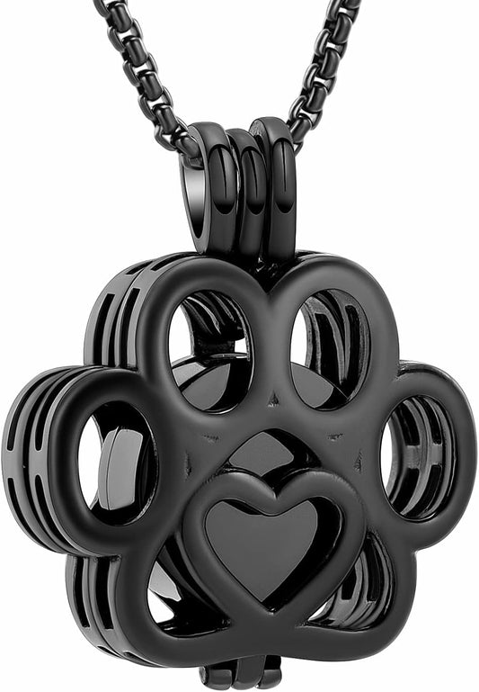 Oinsi Pet Cremation Jewelry For Ashes For Dog/Cat Paw Stainless Steel Memorial Locket Urn Necklace Inside Mini Case Keepsake Cremation Jewelry Women Men