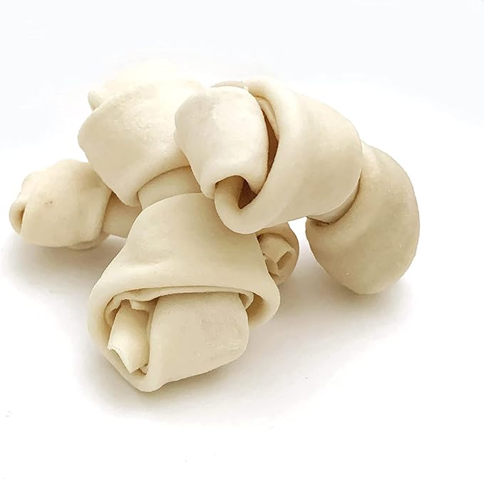 Pet Factory 100% Made in USA Beefhide 4" Knotted Bones Dog Chew Treats - Natural Flavor, 24 Count/1 Pack