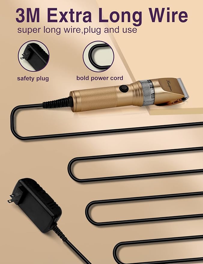 Dog Grooming Clippers, Professional Dog Clipper for Thick Coat 12V Plug-in Pet Trimmer High Power Pet Clippers Low Noise with Guard Combs Brush for Dogs Cats and Other Animal