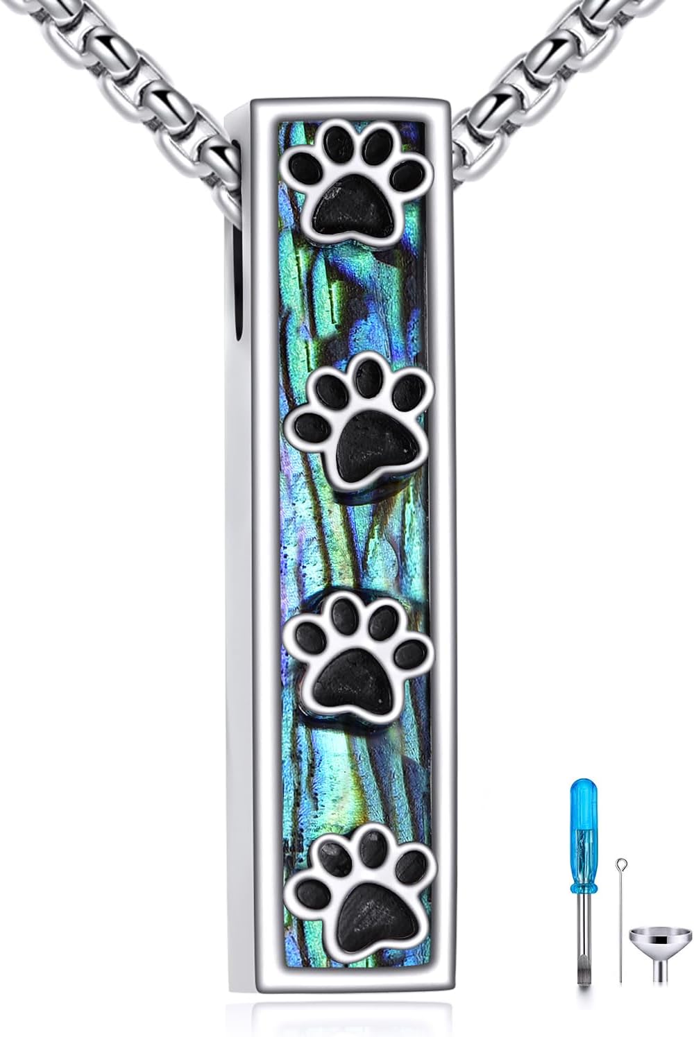 Urn Necklaces for Ashes Sterling Silver 3D Vertical Bar Memorial Pendant for Loved Ones Keepsake Cremation Jewelry Gifts for Women Men