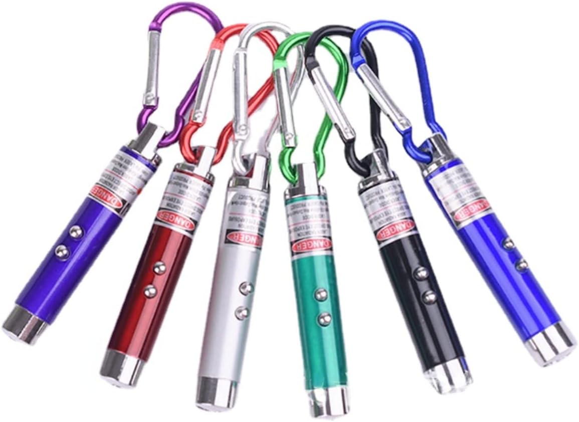 6 PCS Cat Toys Laser Pointer Mini Keychain Laser Pointer LED Flashlight Dog Cat Laser Toy Pet Remote Control Laser (6 Pcs Pack B)