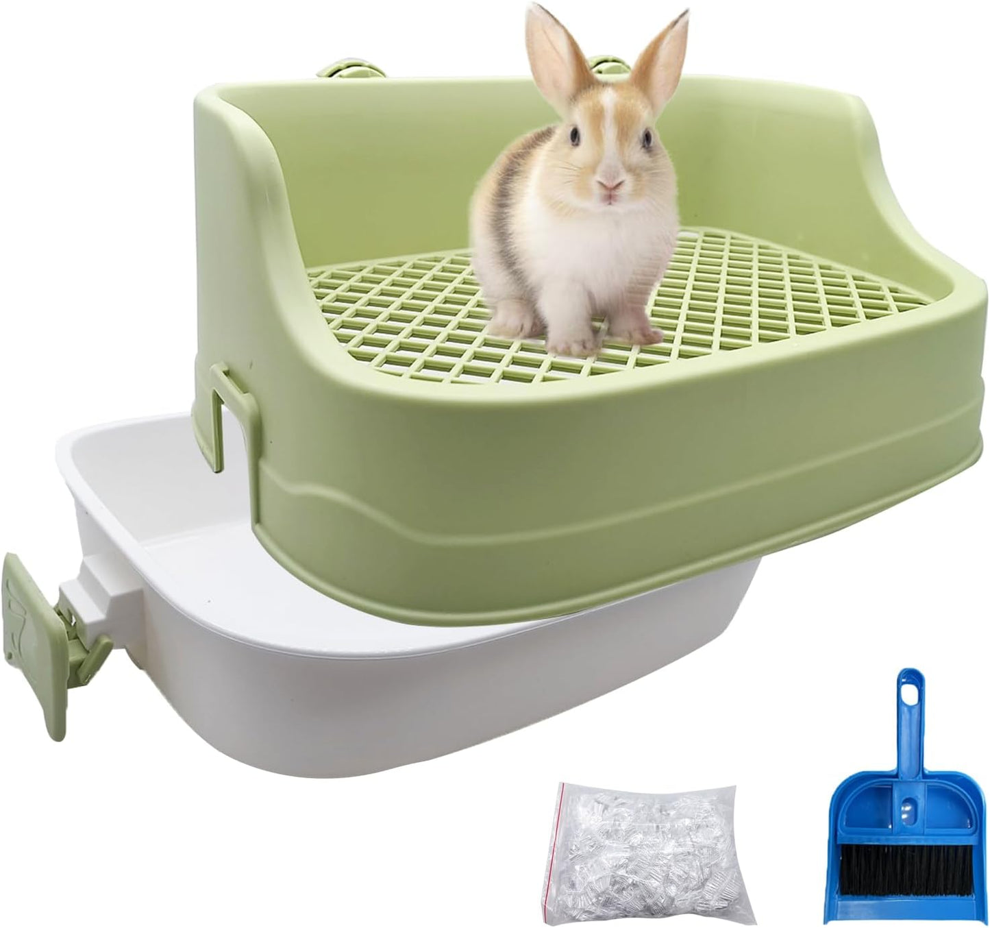 Tfwadmx Rabbit Litter Box Bunny Potty Training Litter Boxes Guinea Pig Corner Bedding Box Small Animal Toilet for Ferret,Chinchilla,Galesaur(Green)