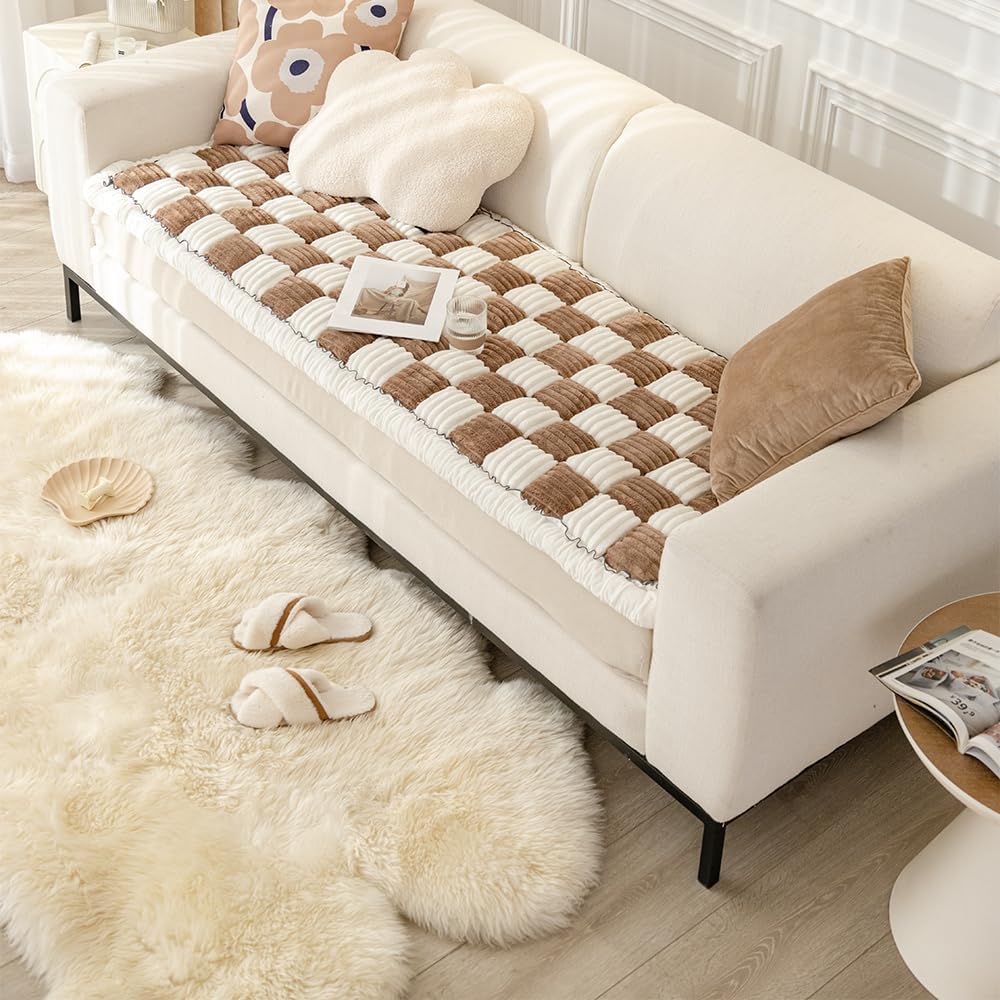 Couch Cover for Dogs Washable, Sofa Cover Protector, Couch Covers for 3 Cushion Couch Sofa Pet Friendly, Soft, Non Slip (27.6 x 59 Inch, Dark Brown)