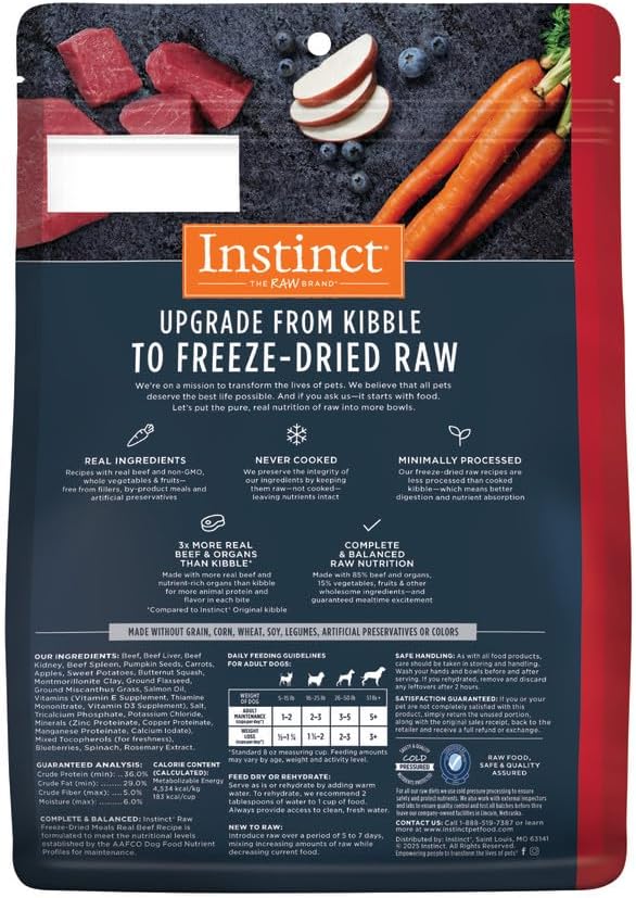 Instinct Freeze Dried Raw Meals, Natural Dry Dog Food, Grain Free - Real Beef, 14 oz. Bag