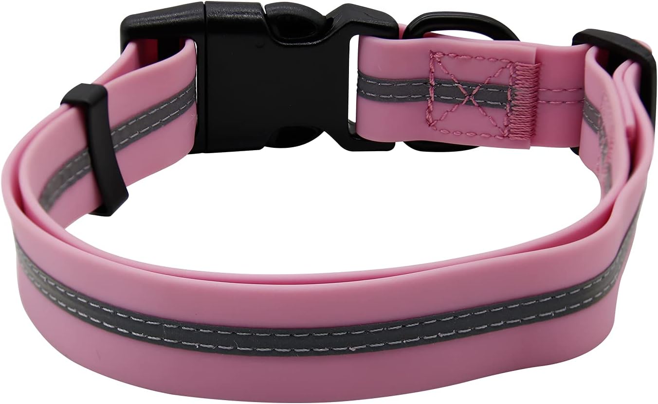 NIMBLE Dog Collar Waterproof Pet Collars Anti-Odor Durable Adjustable PVC & Polyester Soft with Reflective Cloth Stripe Basic Dog Collars S/M/L Sizes (Small (9.45”-14.17”inches), Lavender)
