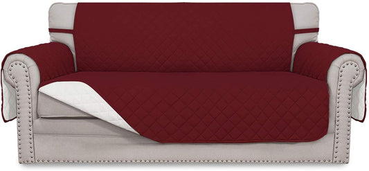 Easy-Going Sofa Slipcover Reversible Loveseat Sofa Cover Couch Cover for 2 Cushion Couch Furniture Protector with Elastic Straps for Pets Kids Dog Cat (Oversized Loveseat, Christmas Red/Ivory)