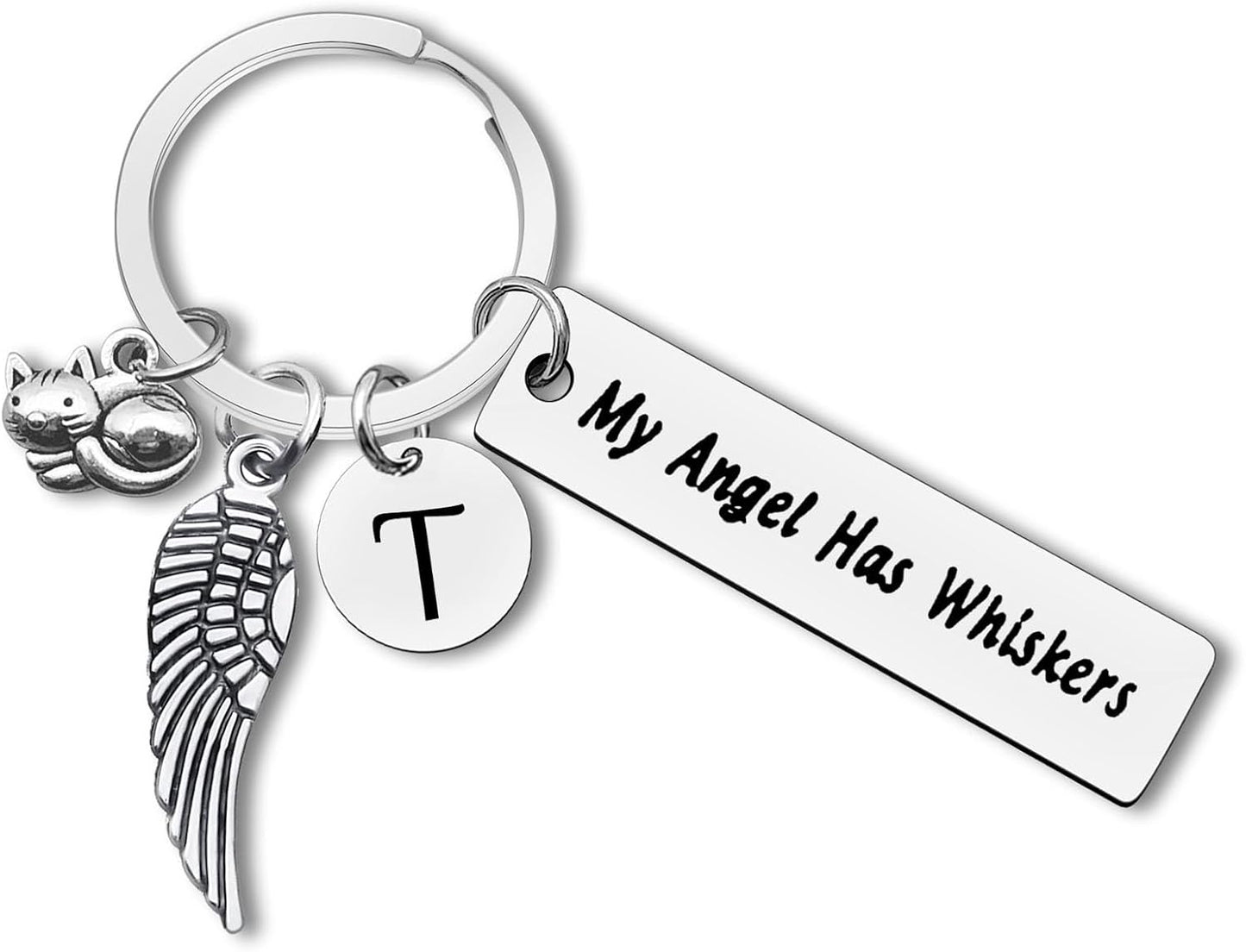 Dabihu Loss of Cat Memorial Keychain Initial Charm Jewelry Sympathy Gifts for Pet Loss in Memory of Cat Gifts for Cat Lovers