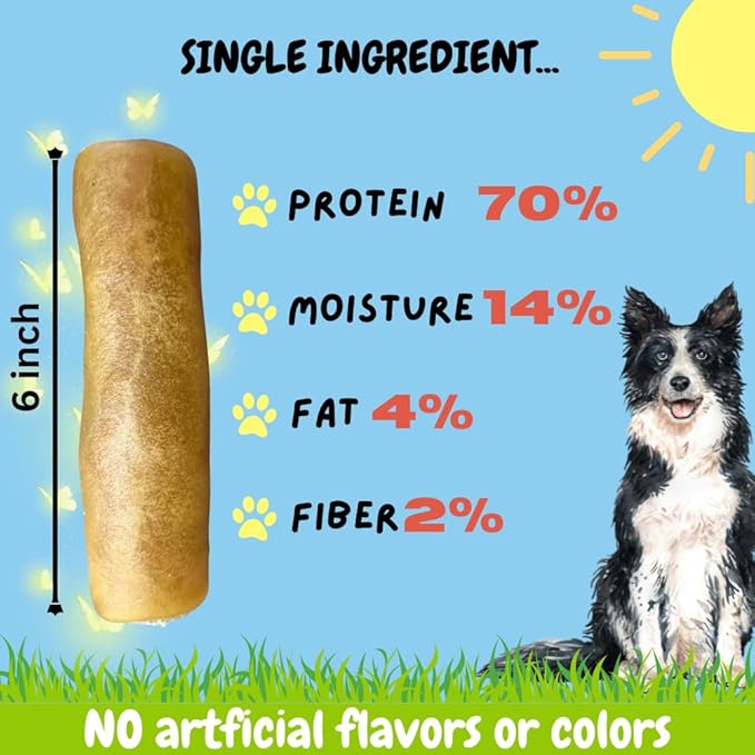 BULLYSTICKS & MORE 6 Inch Beef Collagen Rolls for Dogs (Extra Thick - 10 Count) - Bones for Dogs - Dog Parents Choice - No Hide Beef Cheek Rolls