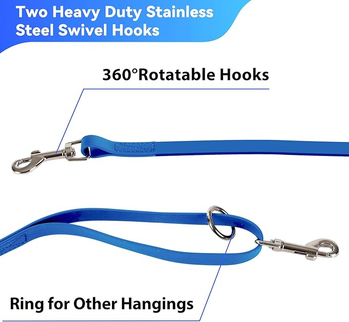 Waterproof Long Leash for Dogs Training 16FT/30FT/50FT, Long Dog Leash Heavy Duty Lead for Large Medium Small Dogs Outside Walking, Playing, Camping, or Yard(Blue 50FT)