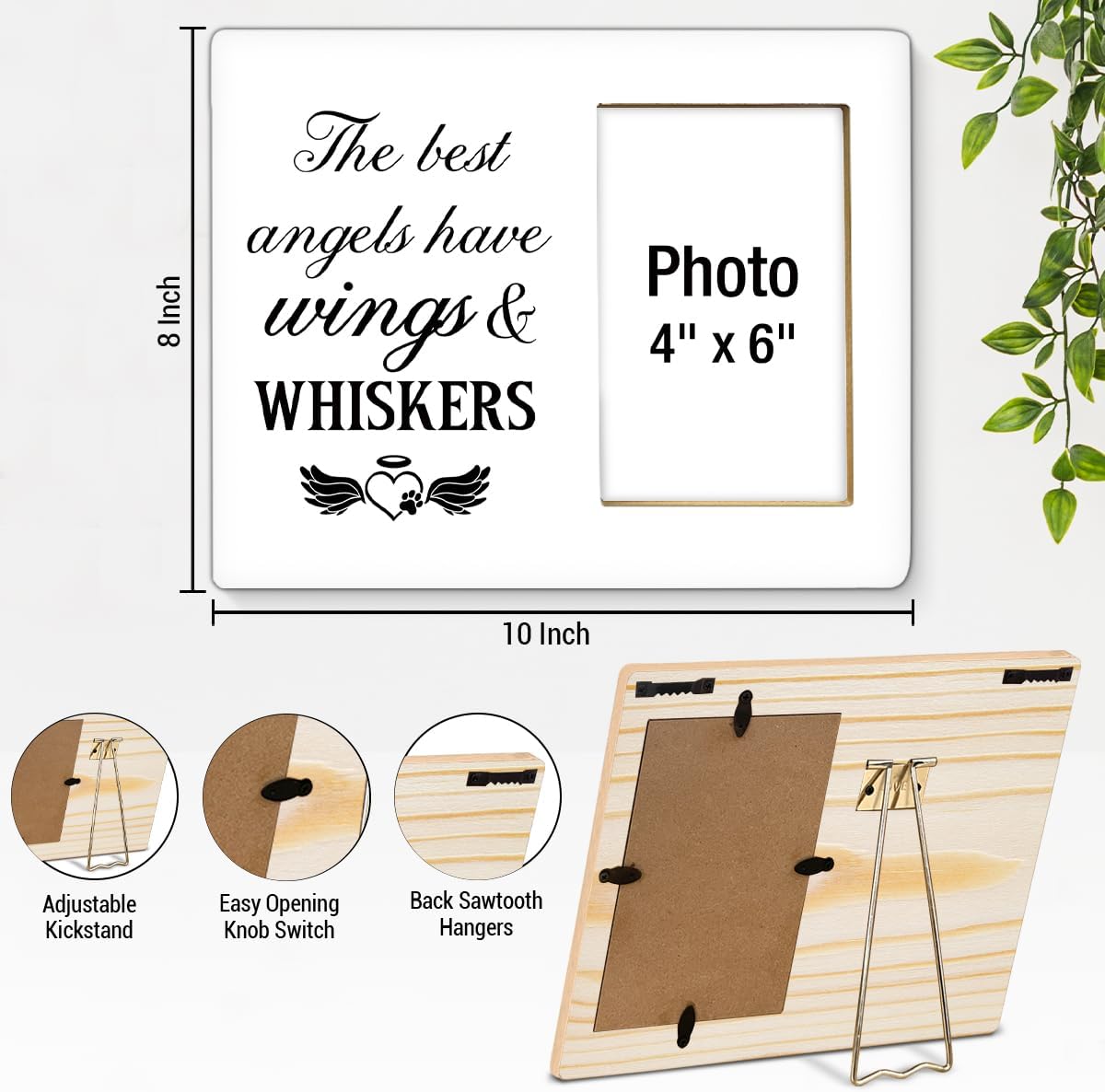 Pet Memorial Gift Picture Frame, Dog Memorial Gifts for Loss of Dog, Sympathy Gifts for Cat Dogs, Grief Gift for Women, Cat Pet Passing Away Remembrance Wood Photo Frames, 4 x 6 Inch Photo