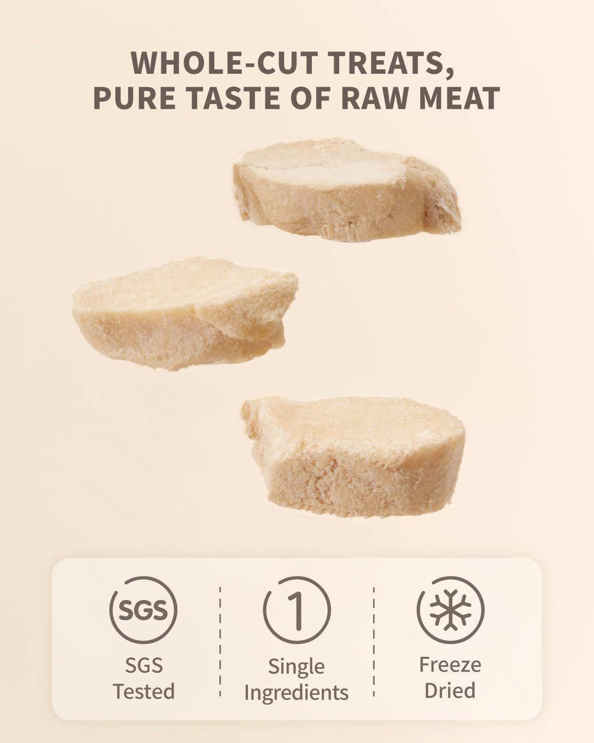 Freeze-Dried Rabbit Tenderlion Treat for Small Dog & Cat, Health Natural Single Ingredient Cats Dogs Dry Food, Whole Cut Raw Treats for Sensitive Stomachs Care (2.5 oz)