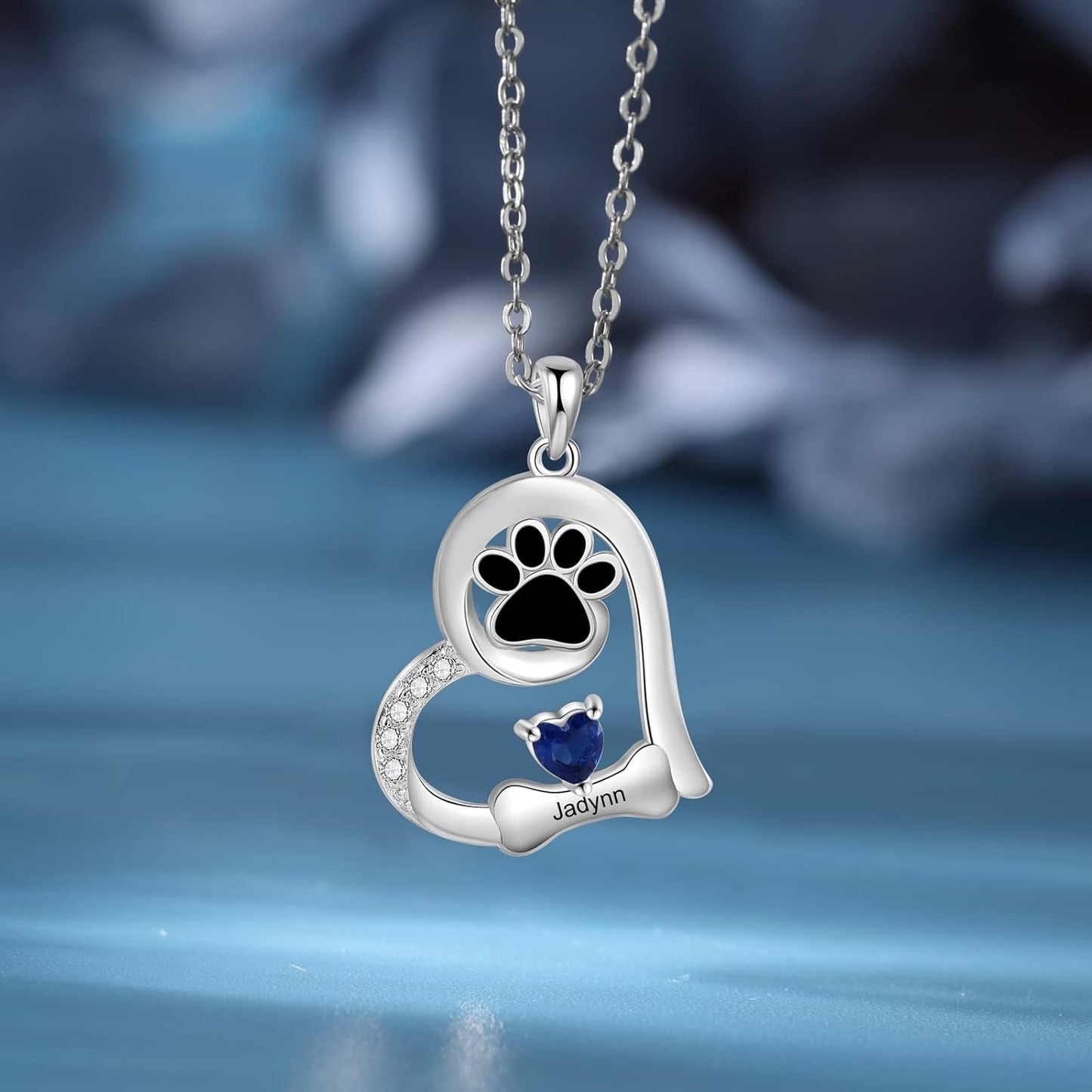 Customized Paw Print Necklace Personalized Pet Name Necklace Custom Engraved Dog Cat Paw Pendant Necklace Pet Memorial Gift for Pet Lovers