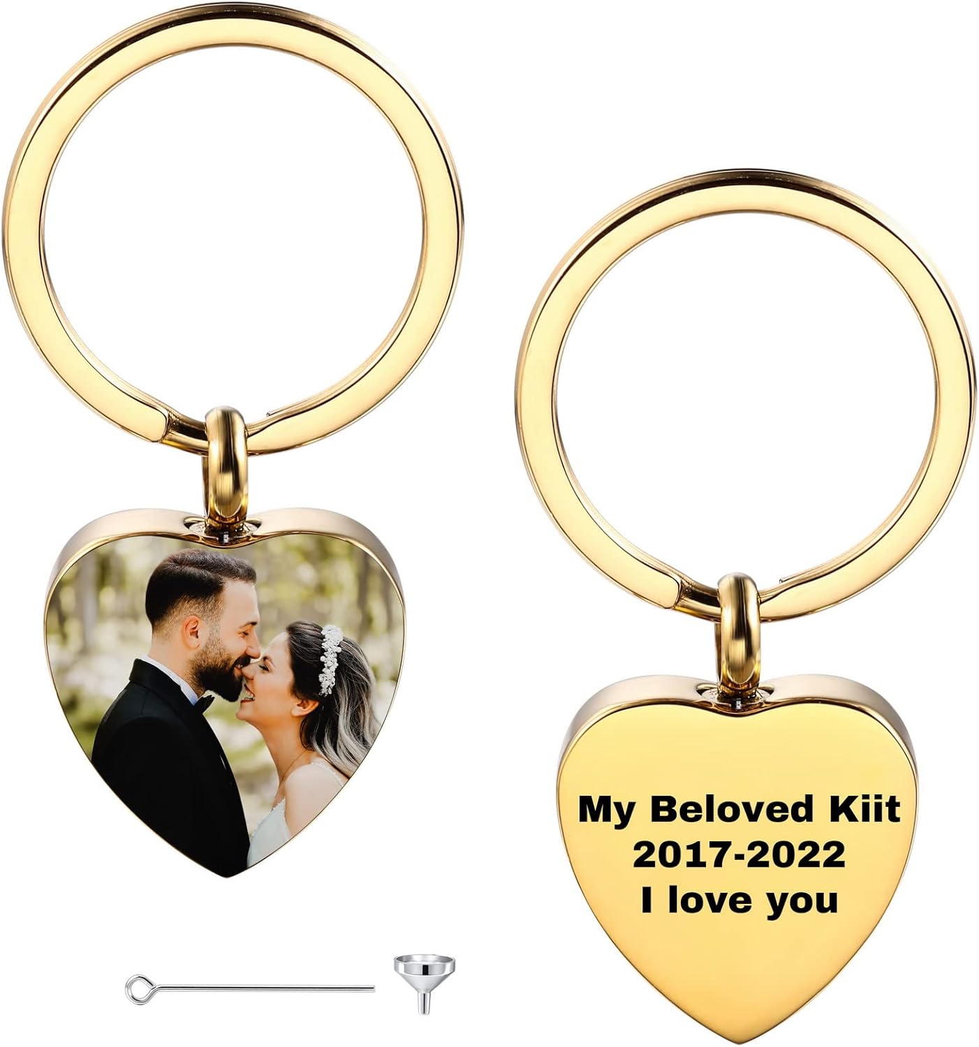 Personalized Cremation Urn Keychain for Pet Human Ashes Custom Photo/Name/Date Dog Cat Paw Print Pendant Stainless Steel Keyring Memorial Keepsake Keychain for Women Men (Style C3)