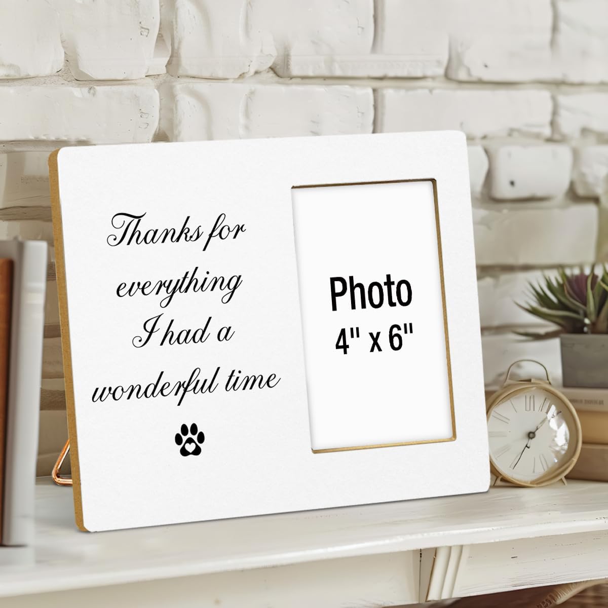 Pet Memorial Gift for Dogs Photo Frame, Dog Memorial Gifts for Loss of Dog, Cat Loss Sympathy Gifts, Thanks for Everything I Had a Wonderful Time Wooden Picture Frames, Photo 4 x 6 Inches