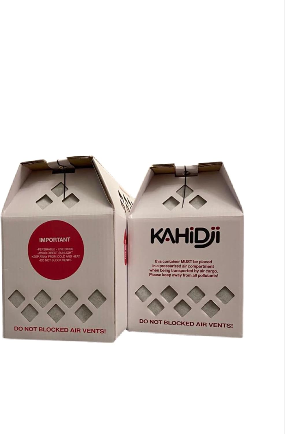 Live Bird Shipping Box Less Expensive Size 18" x 8" x 12" Tall-with Handle for Poultry, Pigeons, & Canaries - 2 Boxes