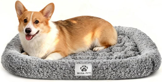 Mora Pets Self Warming Cat Bed Self Heating Pet Pad with Bolster and Foam Washable Removable Cover Non Slip Thermal Sherpa Fabric Pet Mat Grey 23 Inch