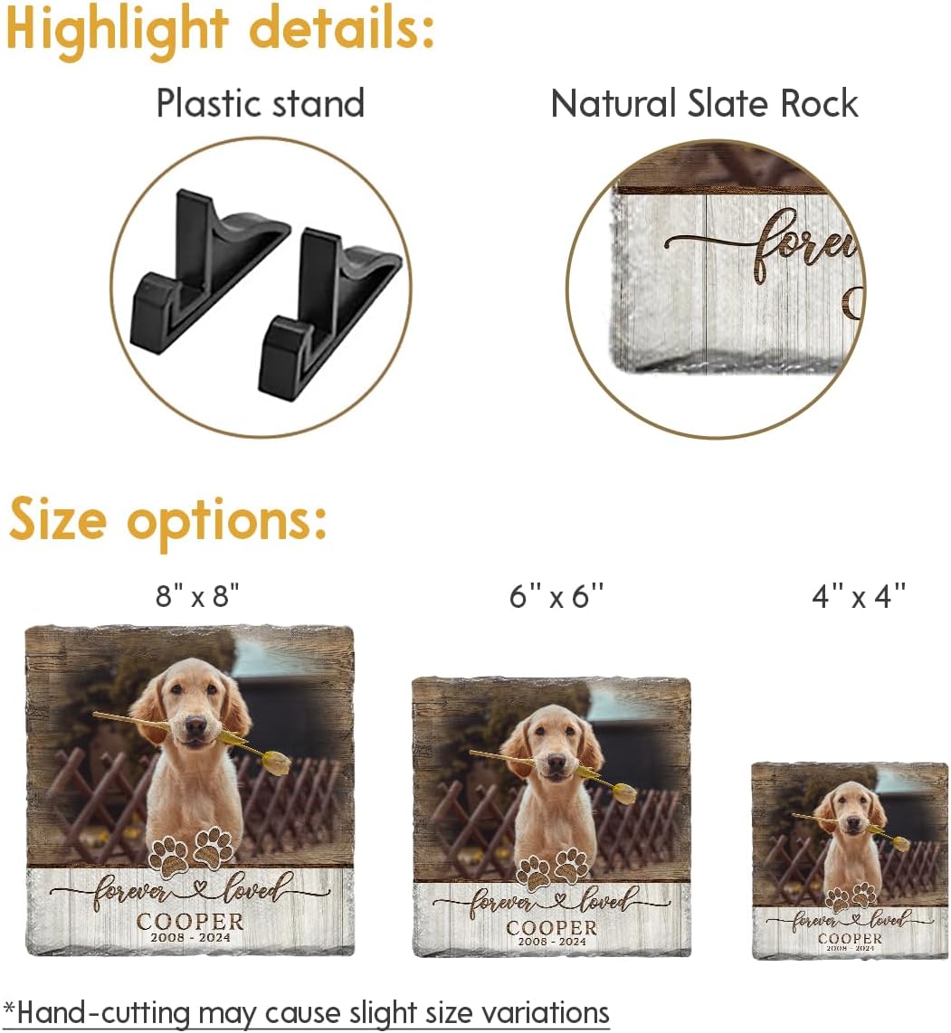 Personalized Pet Memorial Stones for Dogs - Bereavement Stepping Stone Gifts for Loss of Pet - Custom Square Headstone - Forever Loved Dog Grave Marker