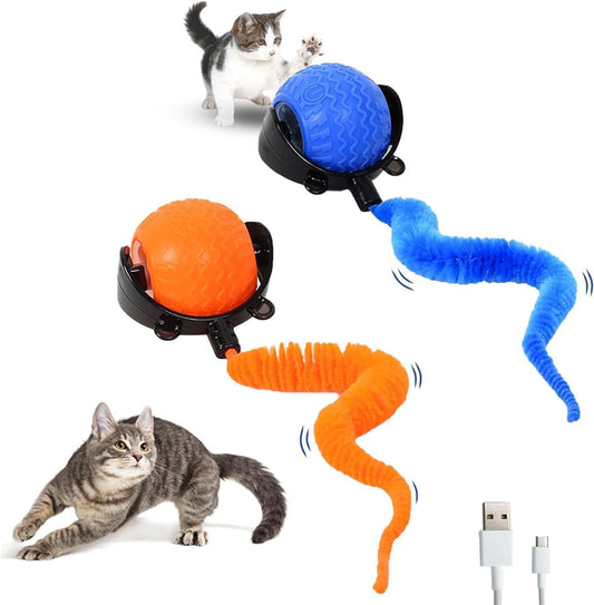 Interactive Cat Ball Toys for Indoor Cats,The 3rd Generation Agile Moving Cat Ball with Elastic Mesh Tail,Automatic Kitten Toys for Bored Indoor Adult Cats,Motion Activate