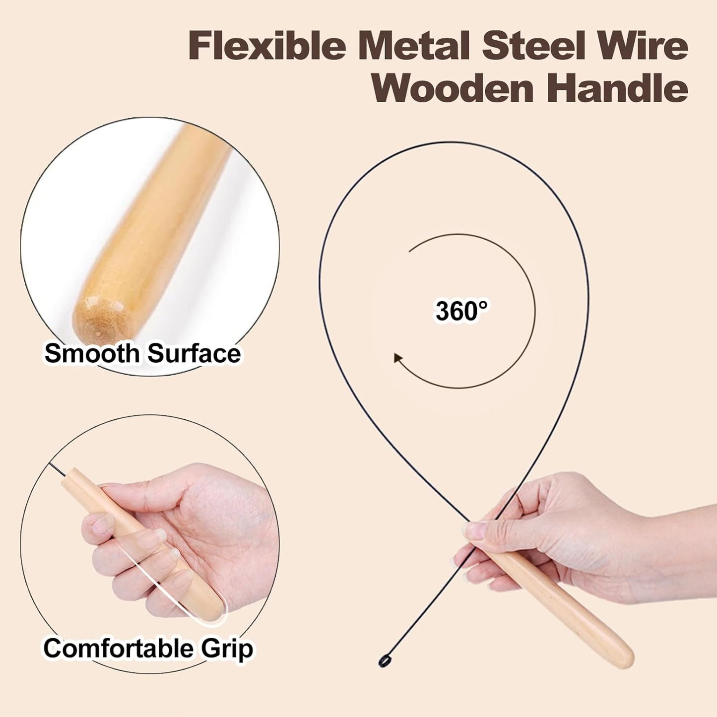 Kingtree Cat Teaser Wand Toys, Interactive Feather Cat Wand Toy with 5 Bell Feather Refills & 2Pcs 35'' Flexible Steel Wire Wood Handle Wands, Cat Feather Toys for Indoor Cats to Play Chase Exercise