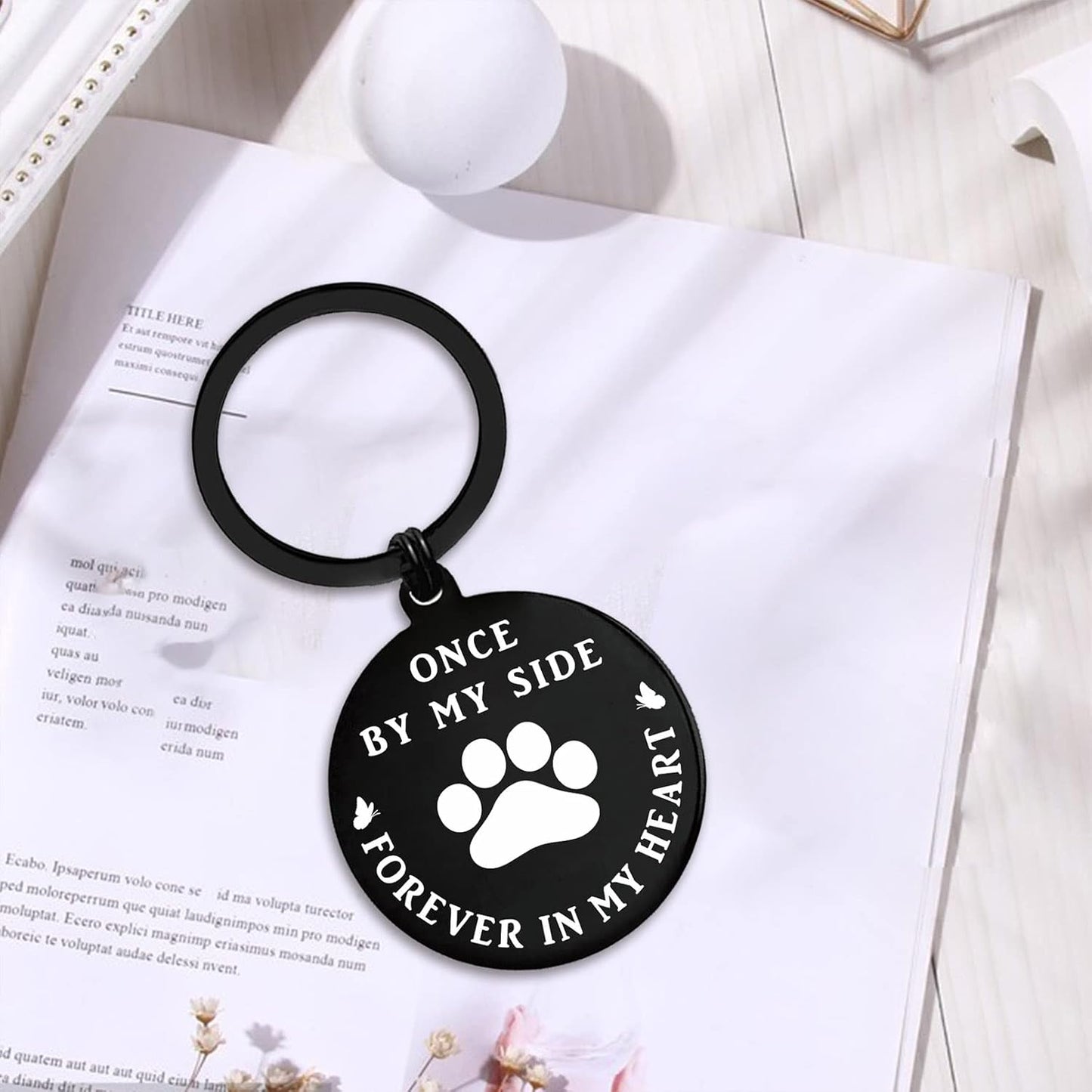 ENGZHI Rainbow Bridge Pet Memorial Keychain Gifts - Once By My Side Forever In My Heart - Loss of Pet Sympathy Bereavement Gift Dog Cat