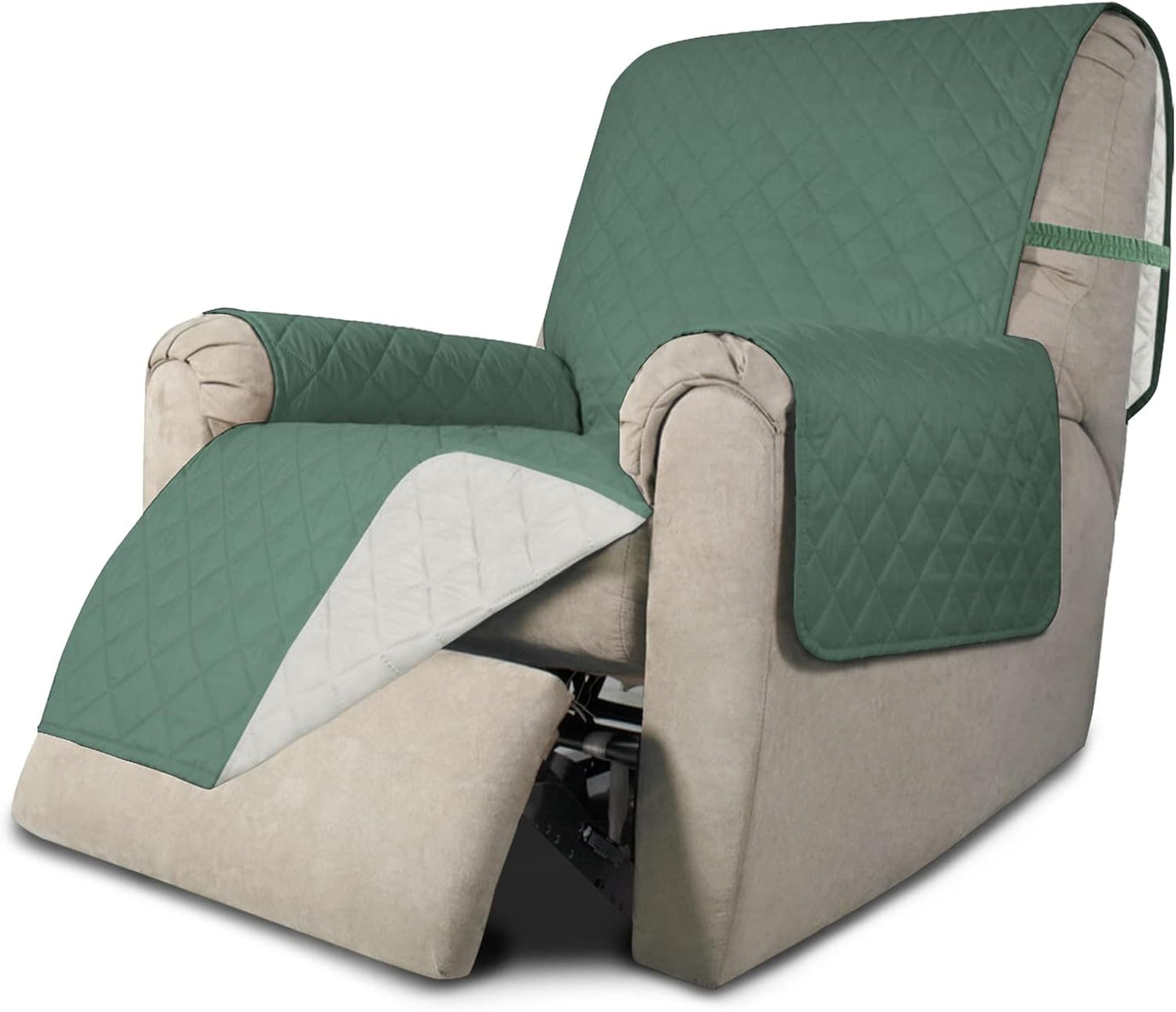 Easy-Going Recliner Chair Slipcover Reversible Sofa Cover Water Resistant Couch Cover Furniture Protector with Elastic Straps for Pets Dog (Recliner 22 inch, Cyan/Ivory)