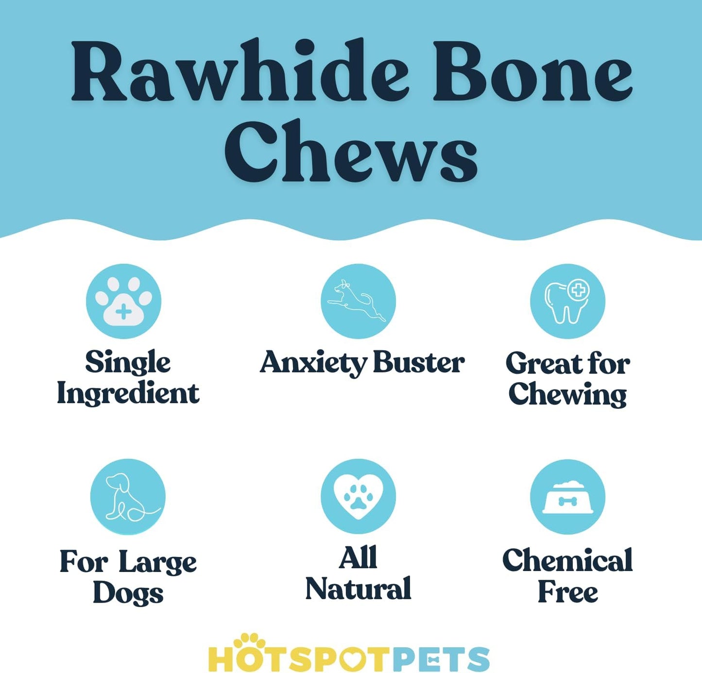 hotspot pets 10 Inch Large Rawhide Dog Bones - Made from Grass Fed Cows - Long Lasting Chews Great for Dental & Oral Care - Bones for Aggressive Chewers & Large Dogs (10 Inch - 2 Count)
