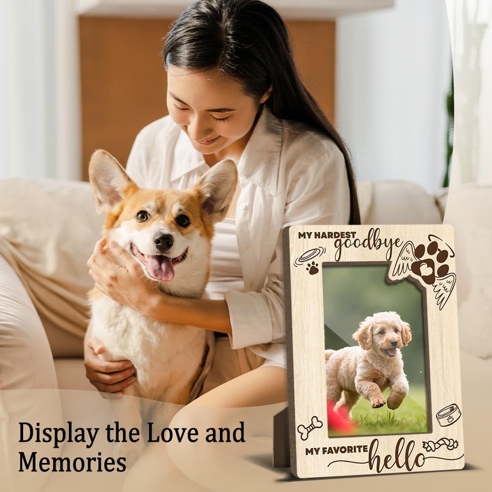Cat Memorial Photo Frames Dog and Cat Loss Remembrance Gift Sympathy Keepsake for Pet Lovers Condolence Present for Pet Owner No Longer by my Side Forever in my Heart Picture Frames 4x6 Photo - YY009