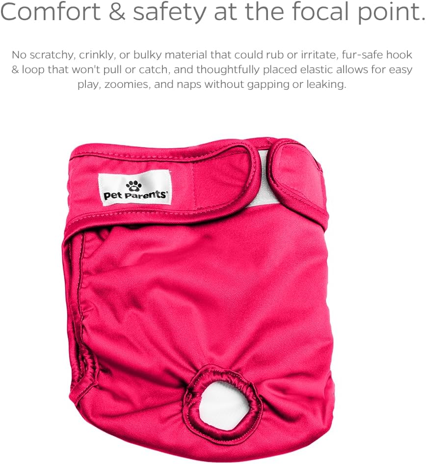 Pet Parents® Washable Dog Diapers (3pack) + Extendrs® of Durable Doggie Diapers, Premium Dog Diapers Female (X-Small, Princess)