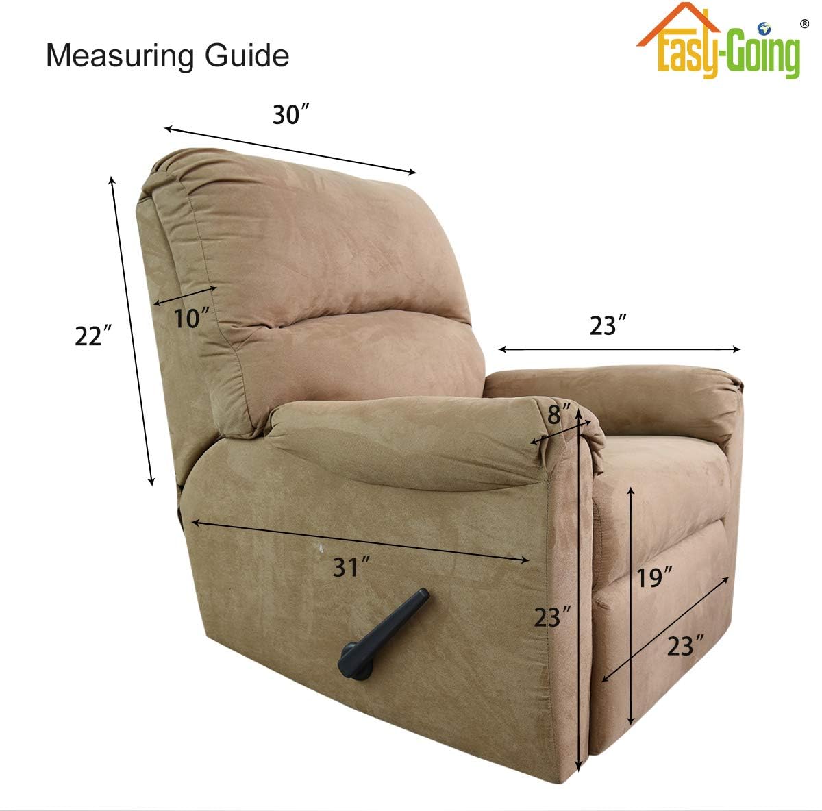 Easy-Going Recliner Chair Slipcover Reversible Sofa Cover Water Resistant Couch Cover Furniture Protector with Elastic Straps for Pets Dog (Recliner 22 inch, Greyish Green/Beige)