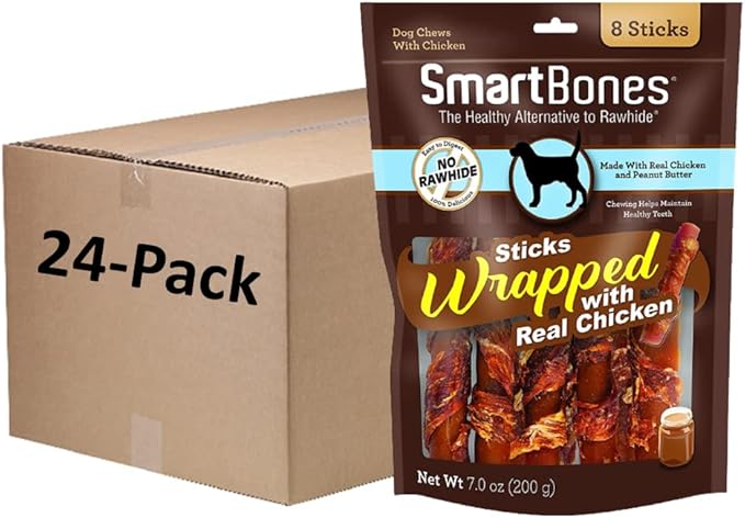 SmartBones Chicken-Wrapped Sticks, Treat Your Dog to a Rawhide-Free Chew Made with Real Chicken and Vegetables