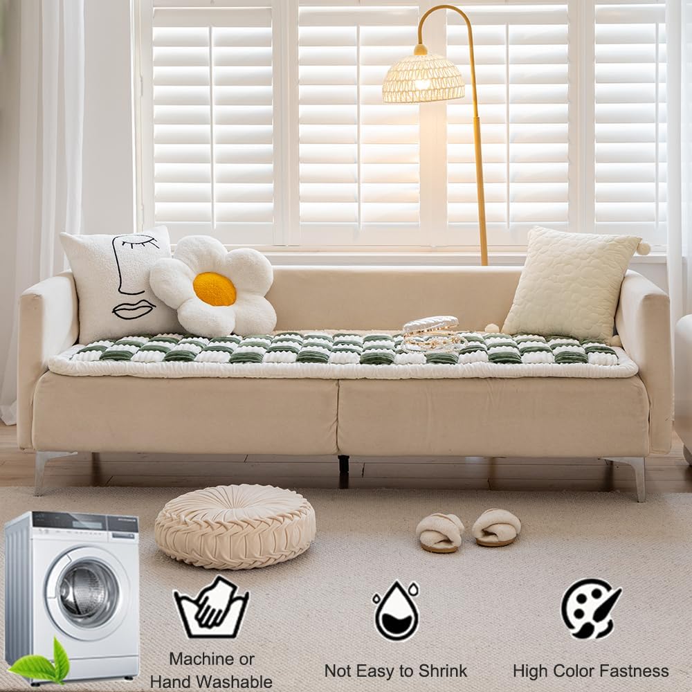 Couch Cover for Dogs Washable, Sofa Cover Protector, Couch Covers for 3 Cushion Couch Sofa Pet Friendly, Soft, Non Slip (Dark Green, 27.6 x 70.9 Inch)