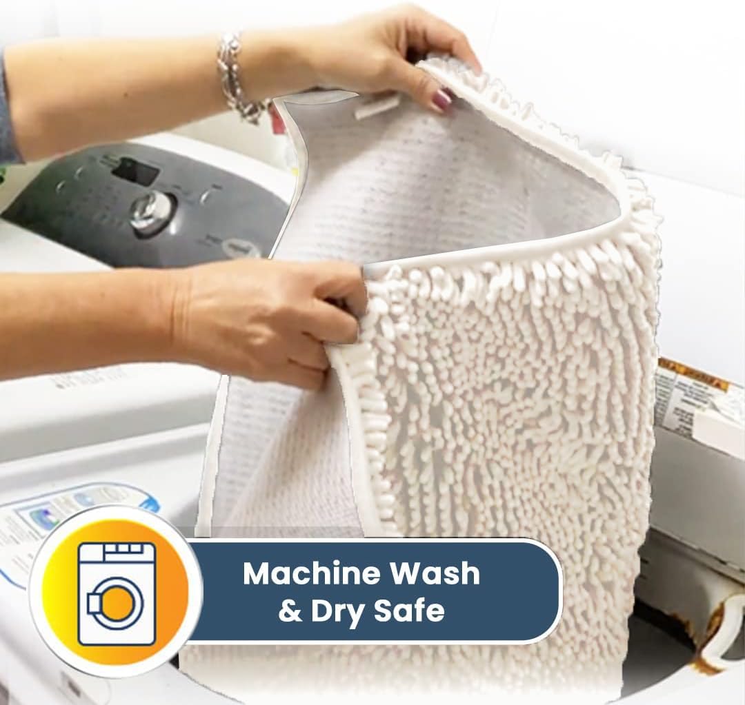 Muddy Mat® Shown on TV – Super Absorbent Microfiber Dog Door Mat for Muddy Paws, Non-Slip Washable Pet Rug, Quick Dry Chenille Entryway Carpet, Machine Washable Indoor Outdoor mat, White 28"x18"