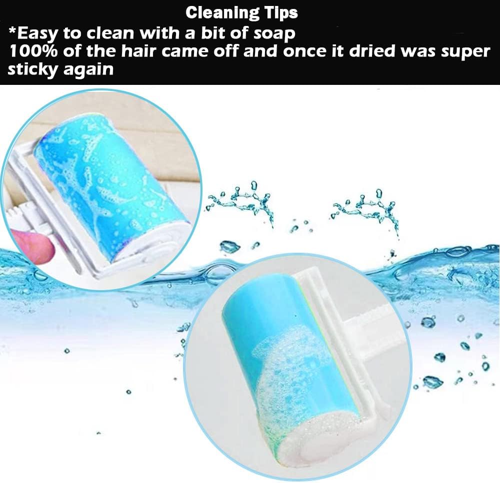 Lint Roller 5 Pack, Reusable Washable Lint Roller Sticky Gel Lint Remover Pet Hair Remover Cleaner for Clothes, Travel Essentials Household Use, Include Large Small Size