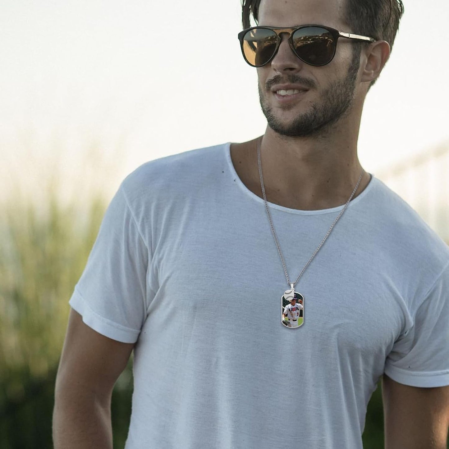 CharmSStory Personalized Photo Necklaces Custom Engraved Name Necklace Memory Keepsake Picture Necklace Pendant Customized Gifts for Women Men