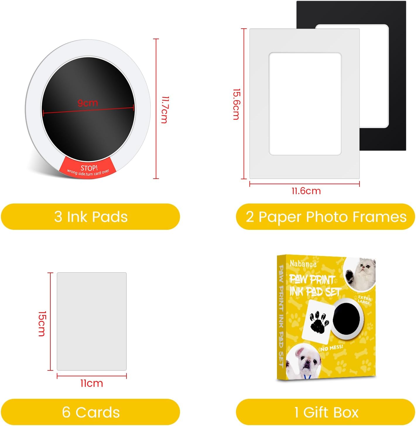 Nabance Baby Hand and Footprint Kit, Paw Print Kit for Dogs & Cats, 3 Inkless Print Pads with 2 Photo Frames, 6 Imprint Cards, Pet Paw Print Impression Kit, Dog Nose Print Kit Dog Mom Gifts for Women