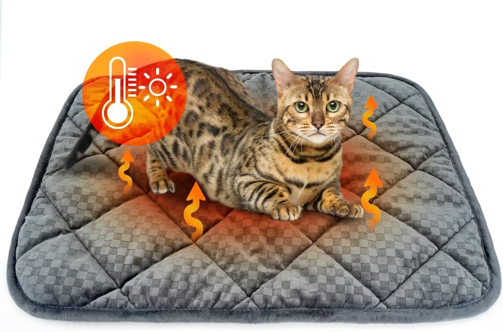 ARGOPET Self Warming Cat Bed (20"x16") Self Heating Cat Mat Warm Thermal Pet Pad with Anti-Slip Bottom Machine Washable Dog Crate Pad for Outdoor and Indoor Pets.