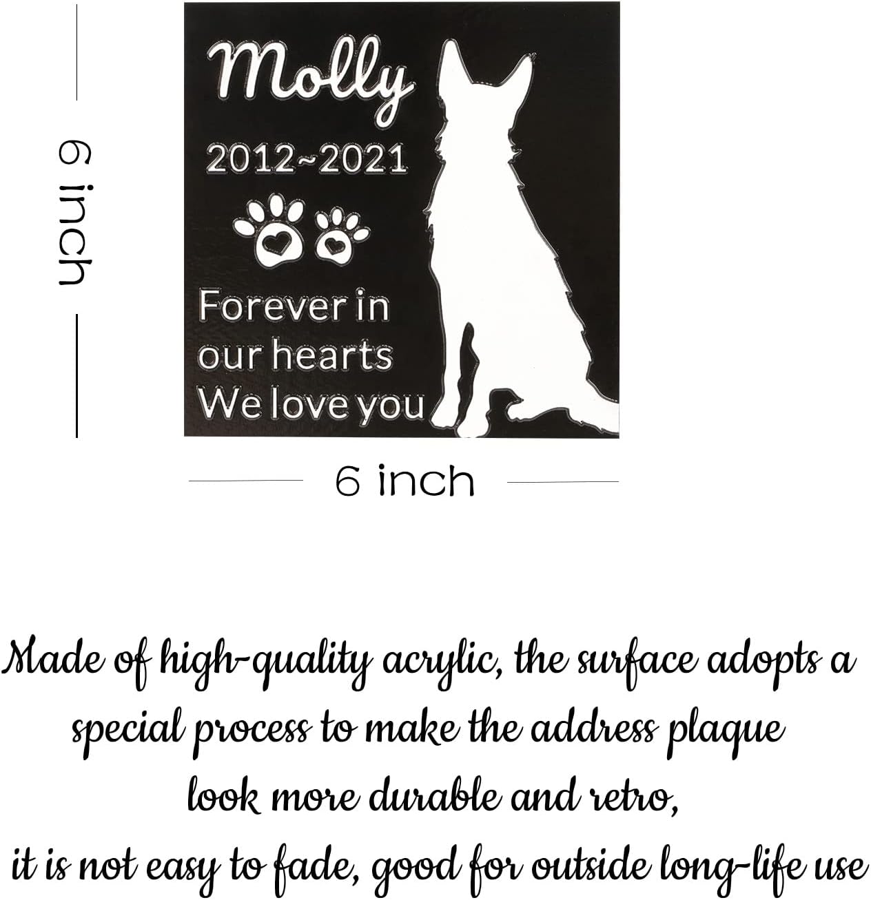 Pet Memorial Stone Cat Dog Pet Memorial Personalized Pet Grave Markers Customized Pet Grave Markers with Pet Name are a Sympathy Gift for The Loss of a Pet (Acrylic)