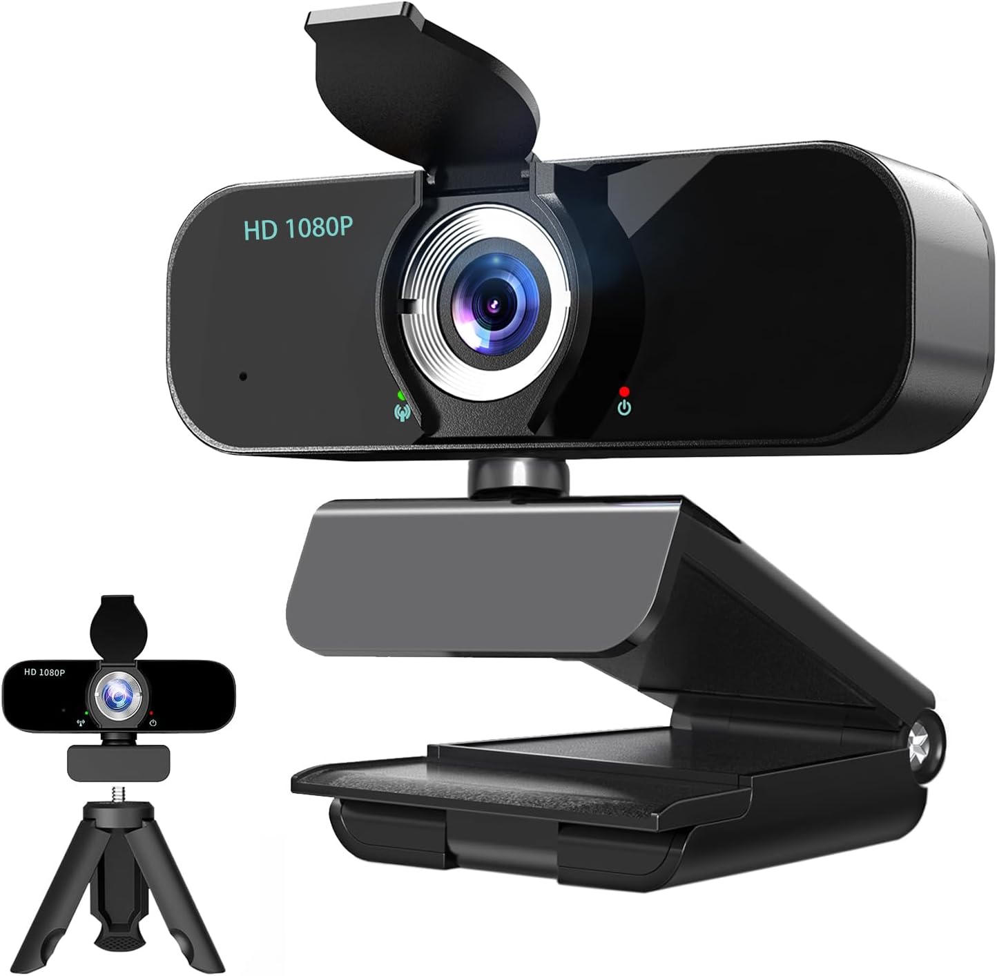 1080P Webcam for Computer/Laptop/Desktop/PC, External Camera with Microphone, USB Plug&Play, Auto Low Light Correction, Privacy Cover, Tripod, Wide Angle for Meeting/Online Video/Zoom