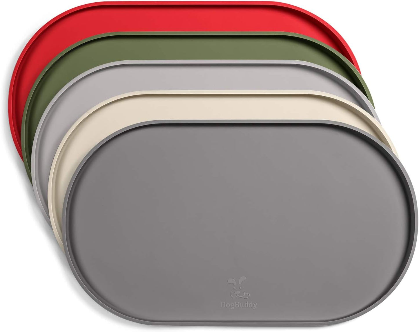 DogBuddy Dog Food Mat - Waterproof Dog Bowl Mat, Silicone Pet Mat for Food and Water Bowls, Nonslip Pet Feeding Mat with Edges, Dogs Food Mats for Floors, Puppy Supplies (Small, Gray)