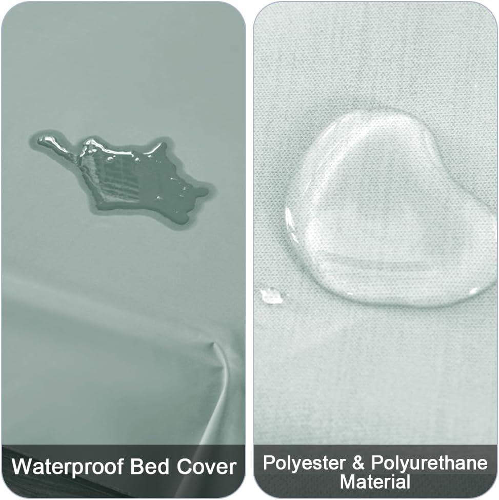 DUJUIKE Waterproof Bed Cover for Dog and Cats,Pet Hair Resistant Bed Sheet Cover, Protective Bed Liner Cover with 100% Waterproof Breathable Thin Fabric (Green, King 98 * 90 inch)